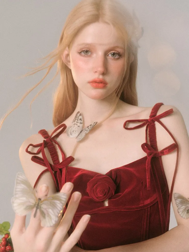 Rose Velvet Slip Dress