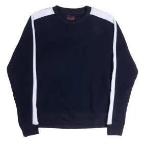 ROYAL BLUE SINGLE STRIPE FLEECE CREWNECK PULL OVER NAVY/WHITE  - 4513