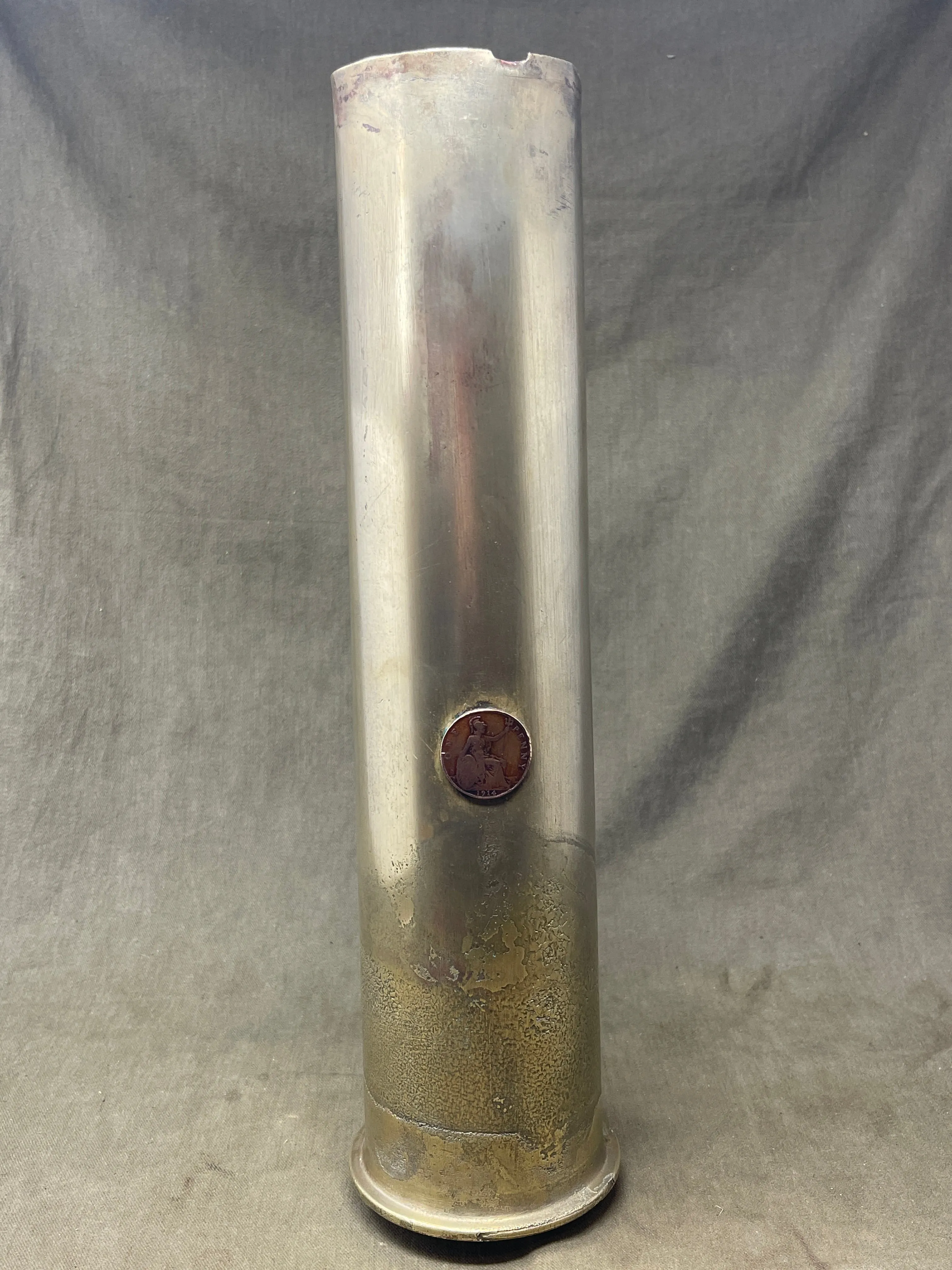 Royal Navy 1914 Dated 3" Brass Shell Case Kynoch