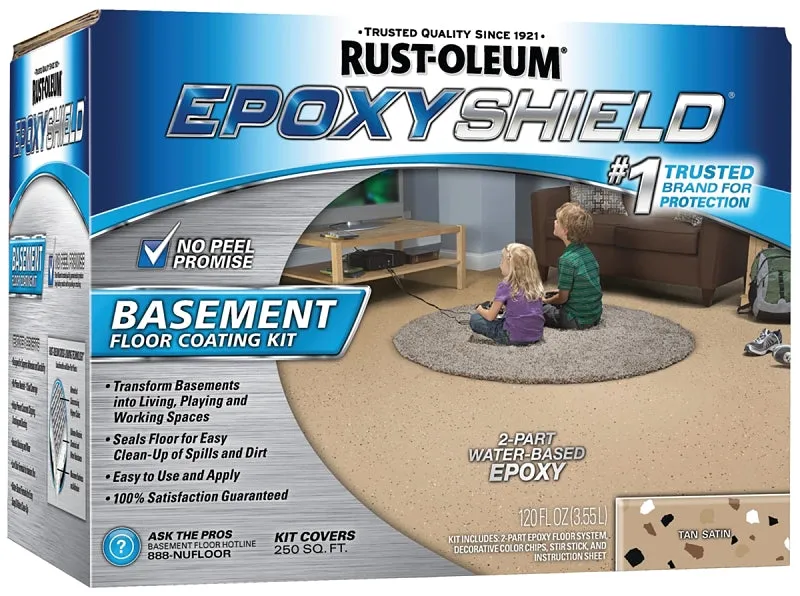 Rust-Oleum 203008 Basement Floor Coating Kit, Satin, Tan, Liquid :EA: QUANTITY: 1