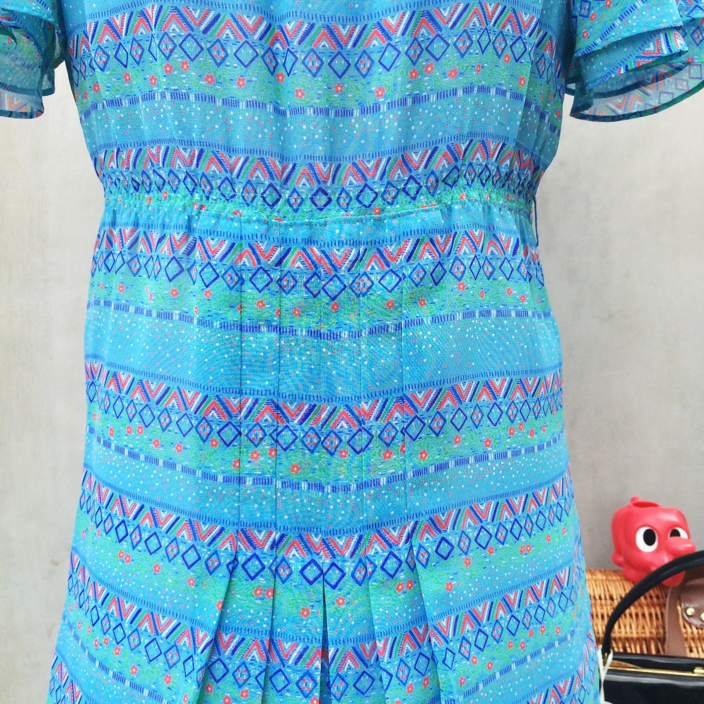 SALE! | Patty Cakes | Vintage 1940s polka dot and zig zag print Day Dress