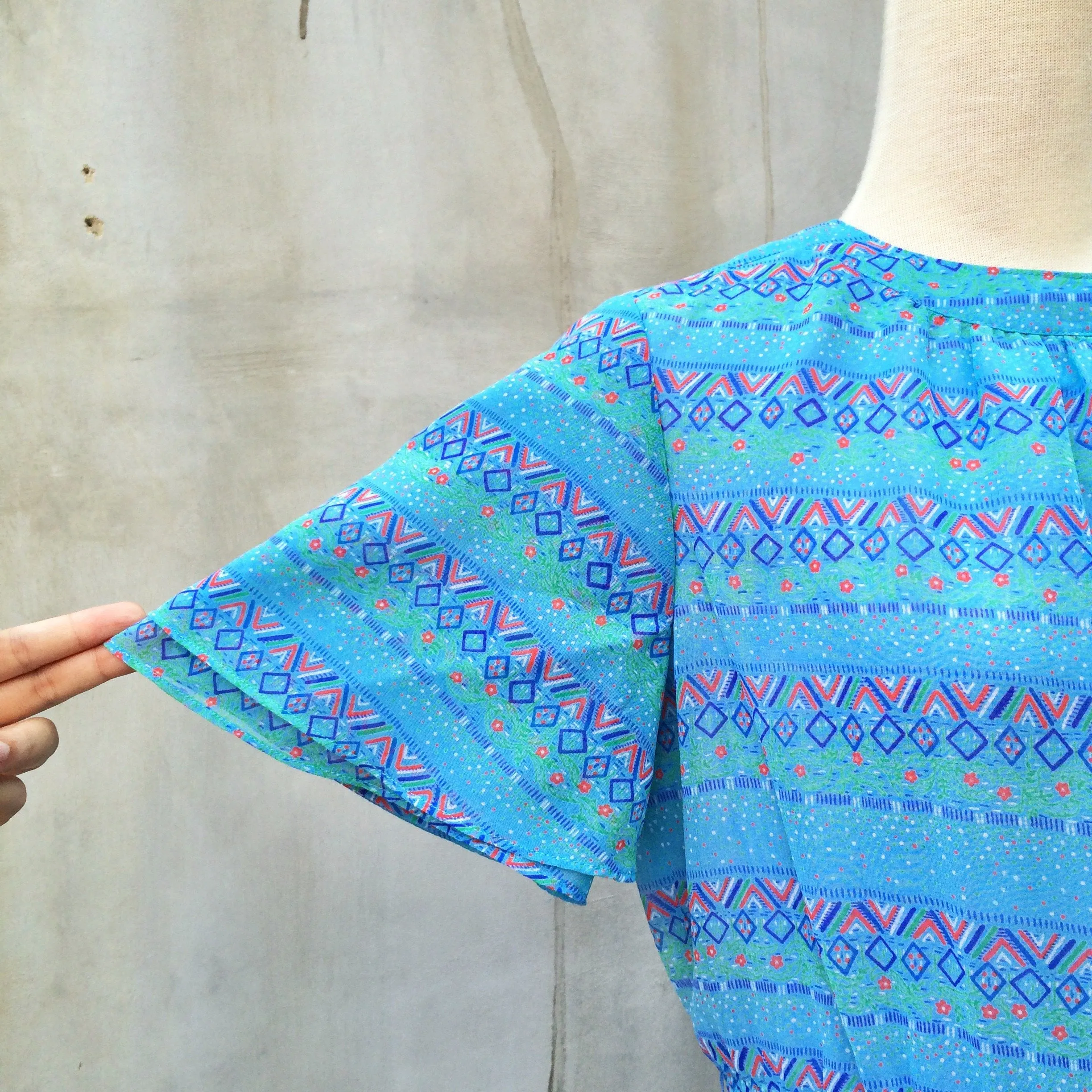 SALE! | Patty Cakes | Vintage 1940s polka dot and zig zag print Day Dress