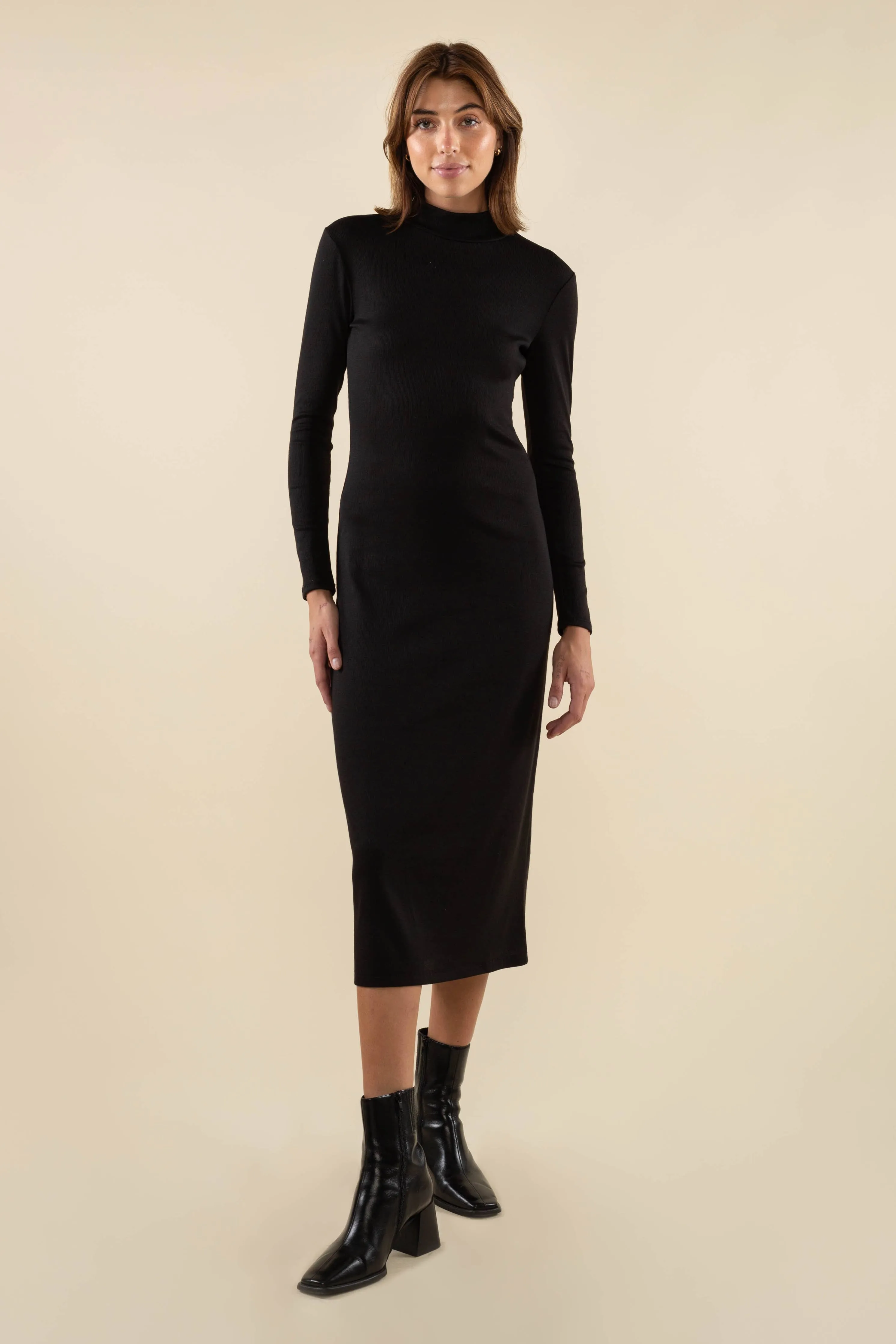Shana Turtleneck Rib Bodycon Dress