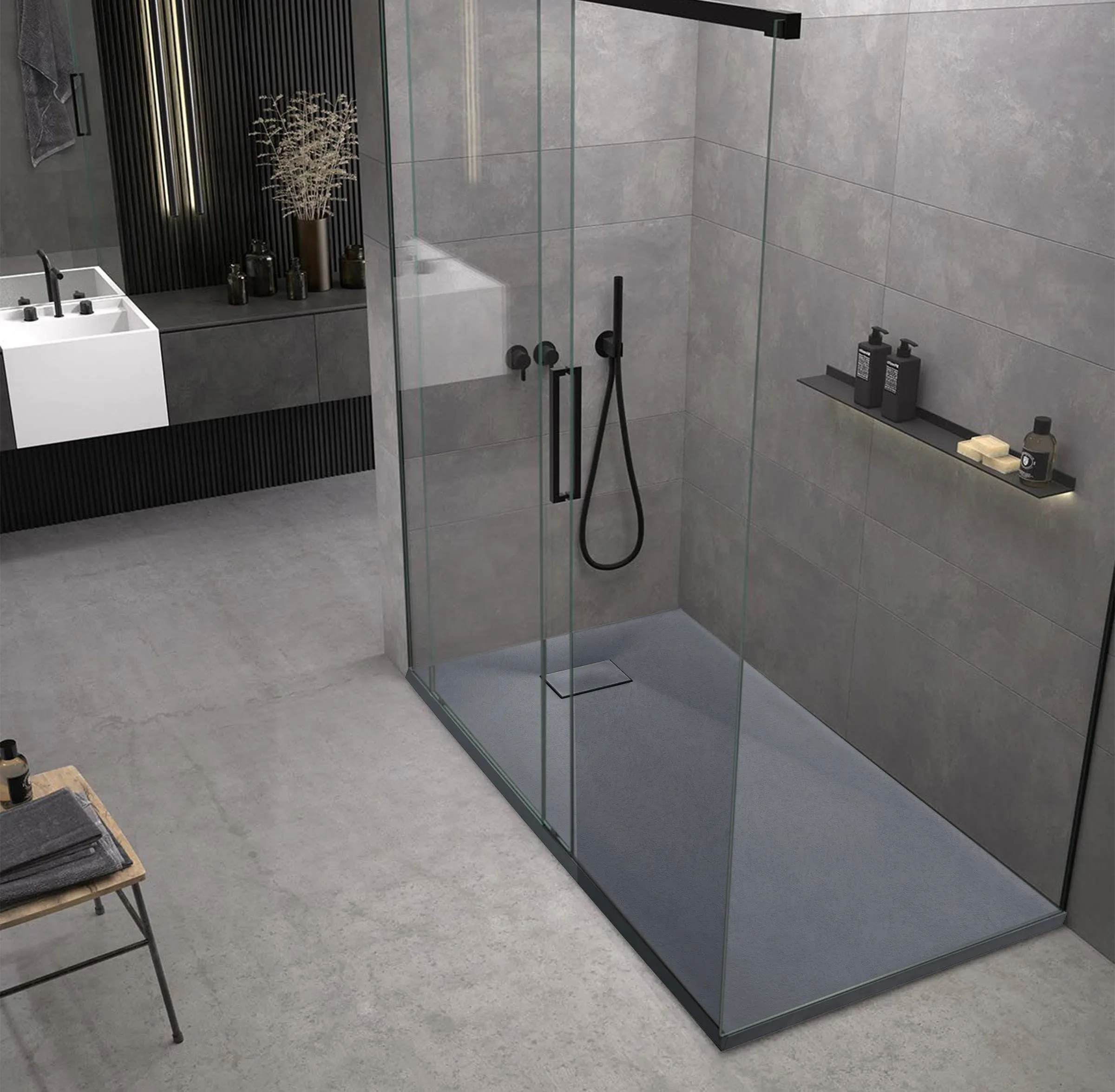 Shower Pan Base Carrara (GT 6032)- 60"X32"with reversible Left or Right side drain