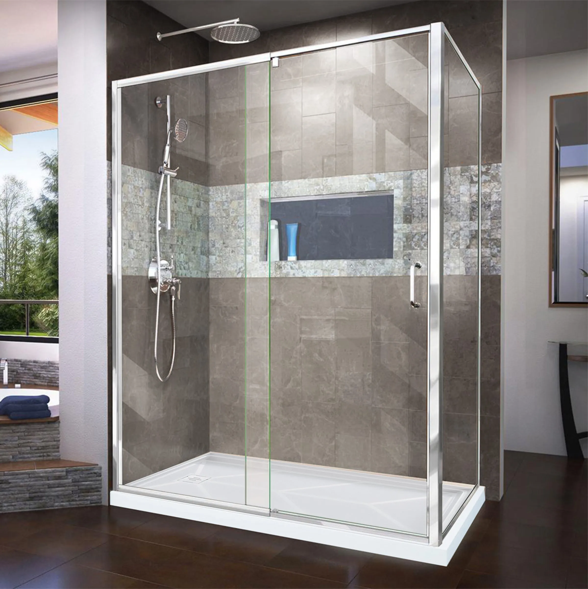 Shower Pan Base Snow White (GTA 6032)- 60"X32"with Left, Right or Center Drain in White