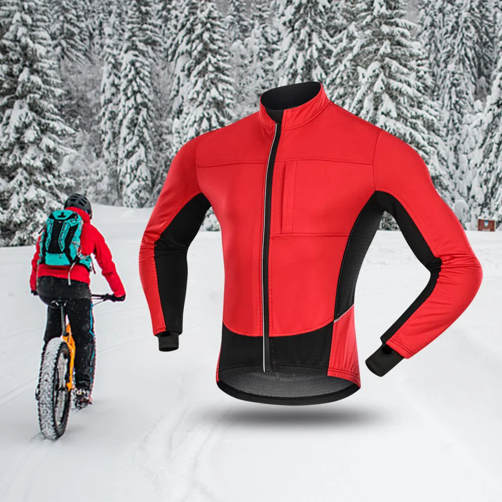 Sidiou Group Men Windproof Cycling Jacket Winter Thermal Polar Fleece MTB Bike  Sportswear Jacket