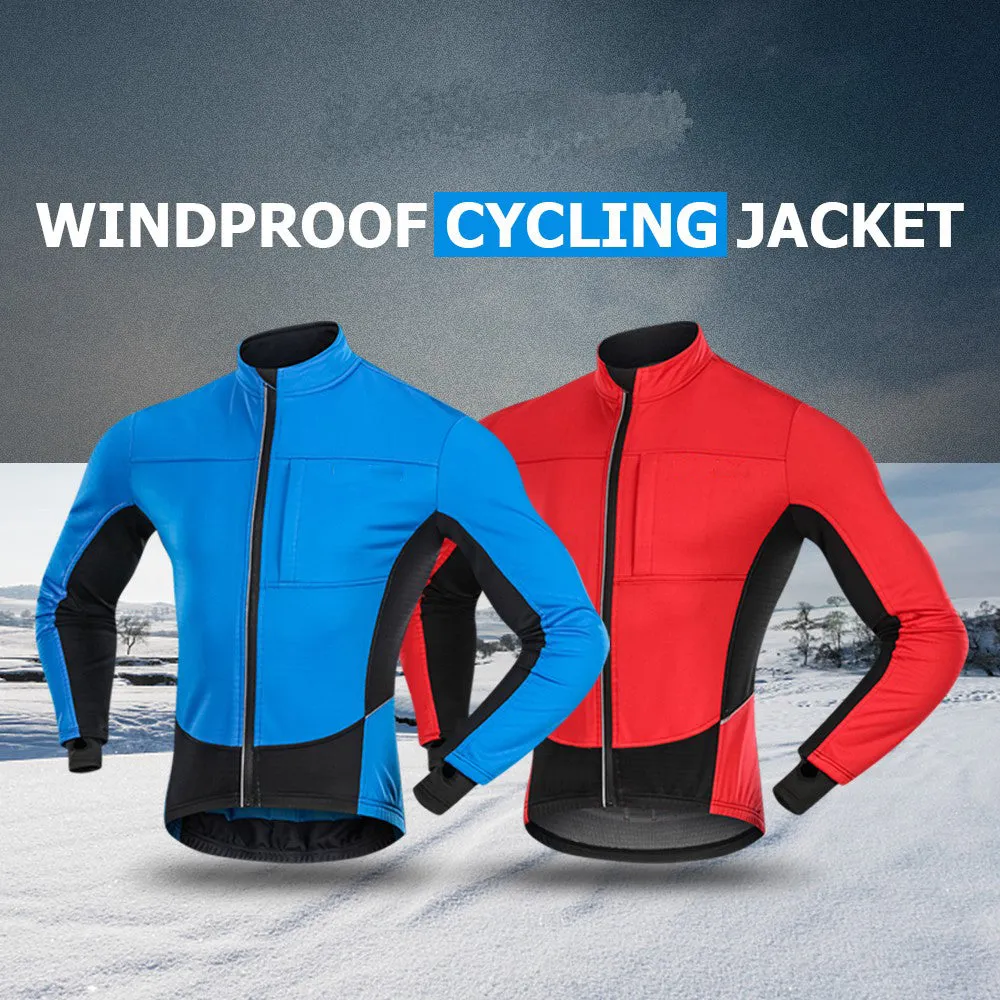 Sidiou Group Men Windproof Cycling Jacket Winter Thermal Polar Fleece MTB Bike  Sportswear Jacket