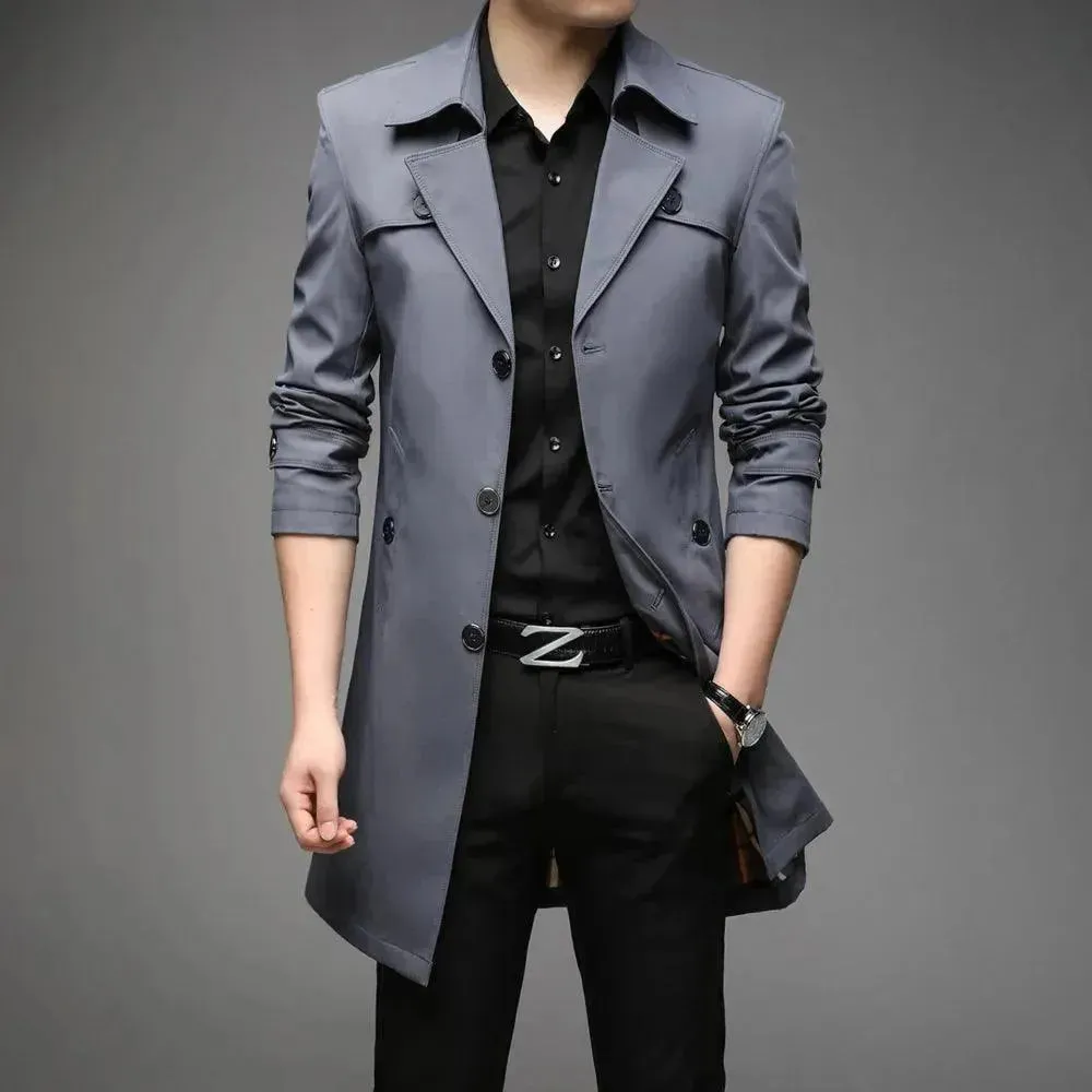 Slim Fit Single-Breasted Men Trench Coat
