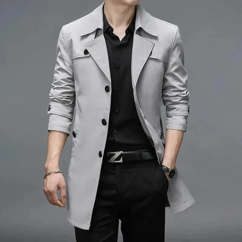 Slim Fit Single-Breasted Men Trench Coat