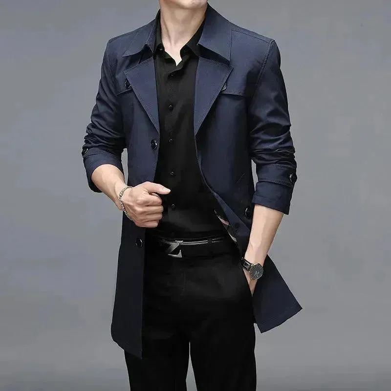 Slim Fit Single-Breasted Men Trench Coat