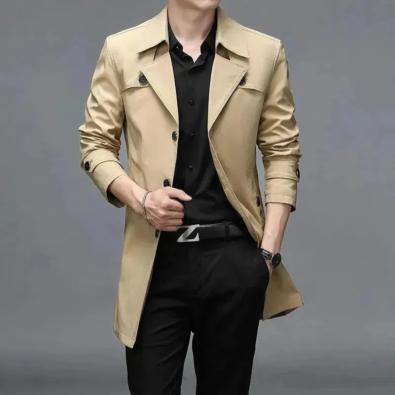 Slim Fit Single-Breasted Men Trench Coat