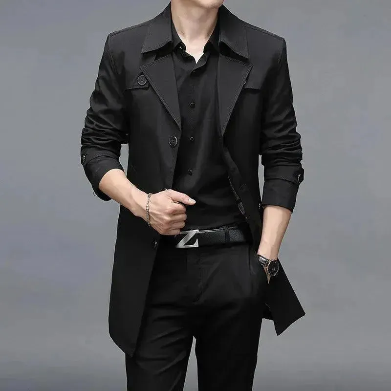 Slim Fit Single-Breasted Men Trench Coat