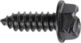 Slotted Hex Washer Head License Plate Screws - #14 × 3/4" Size - Durable Black E-Coat Universal Fit Screws for Car Dealerships