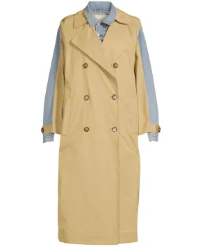 Spliced Denim Trench Coat