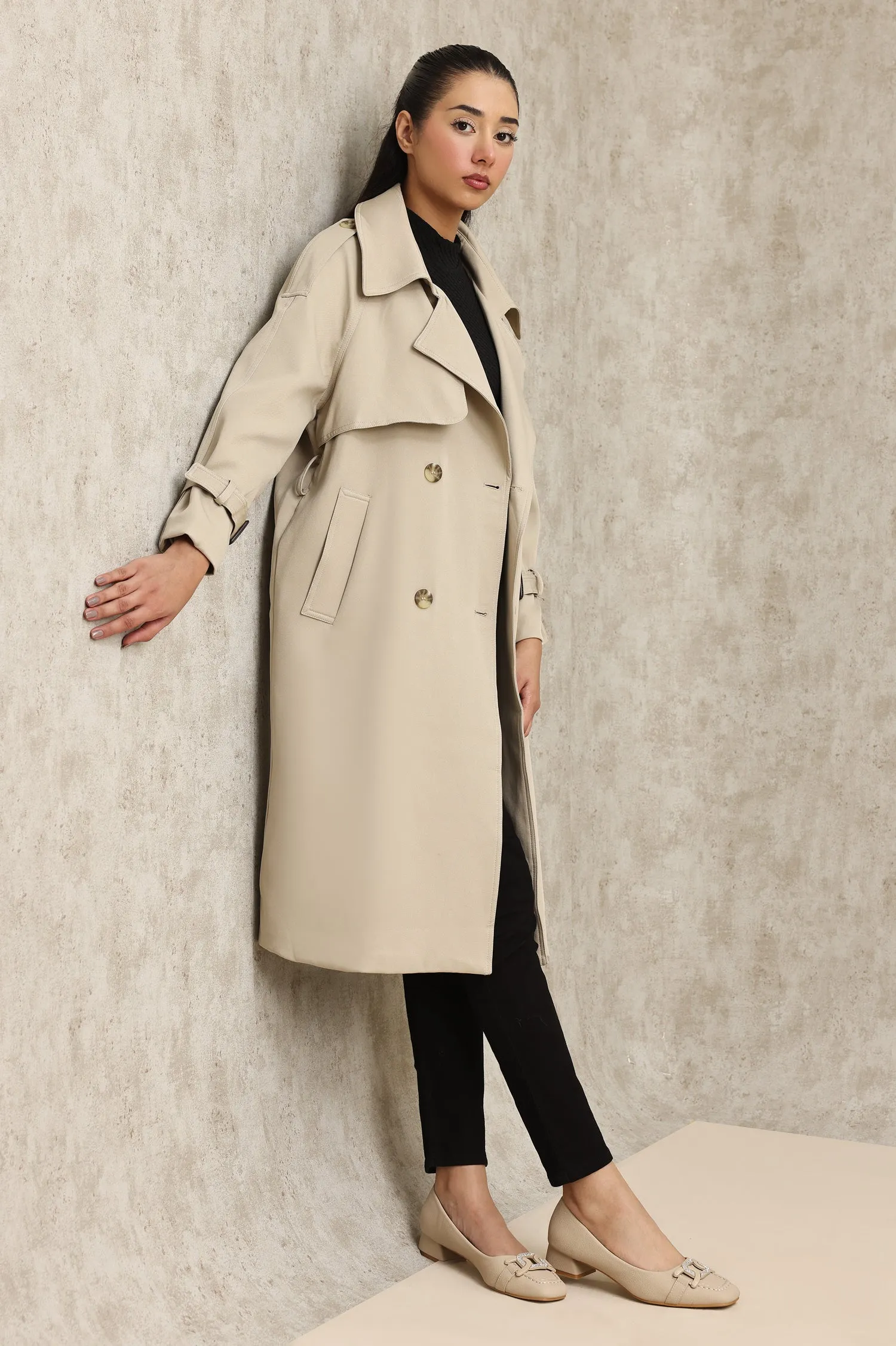 TAILORED TRENCH COAT-BEIGE
