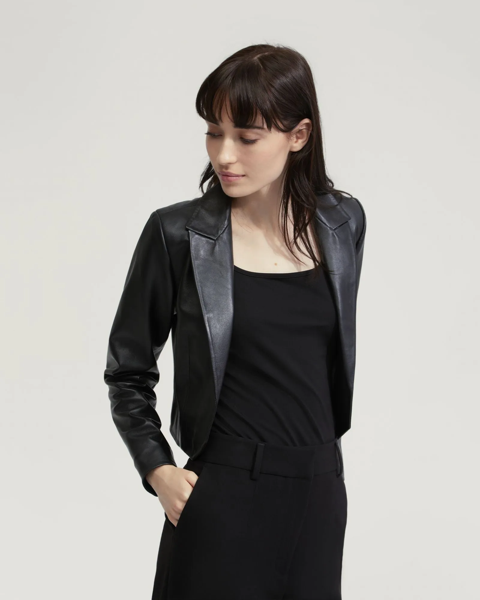 Tessa Nappa Leather Crop Jacket