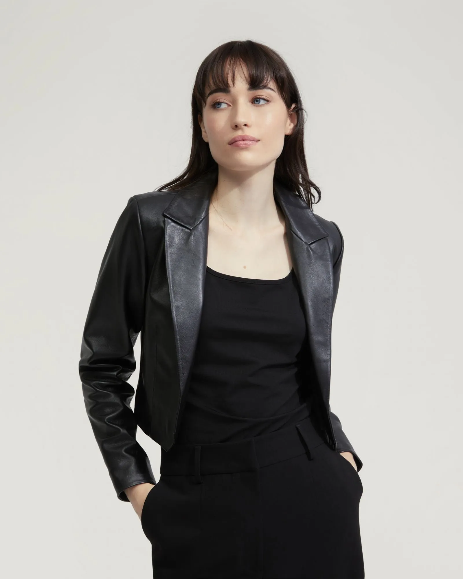 Tessa Nappa Leather Crop Jacket