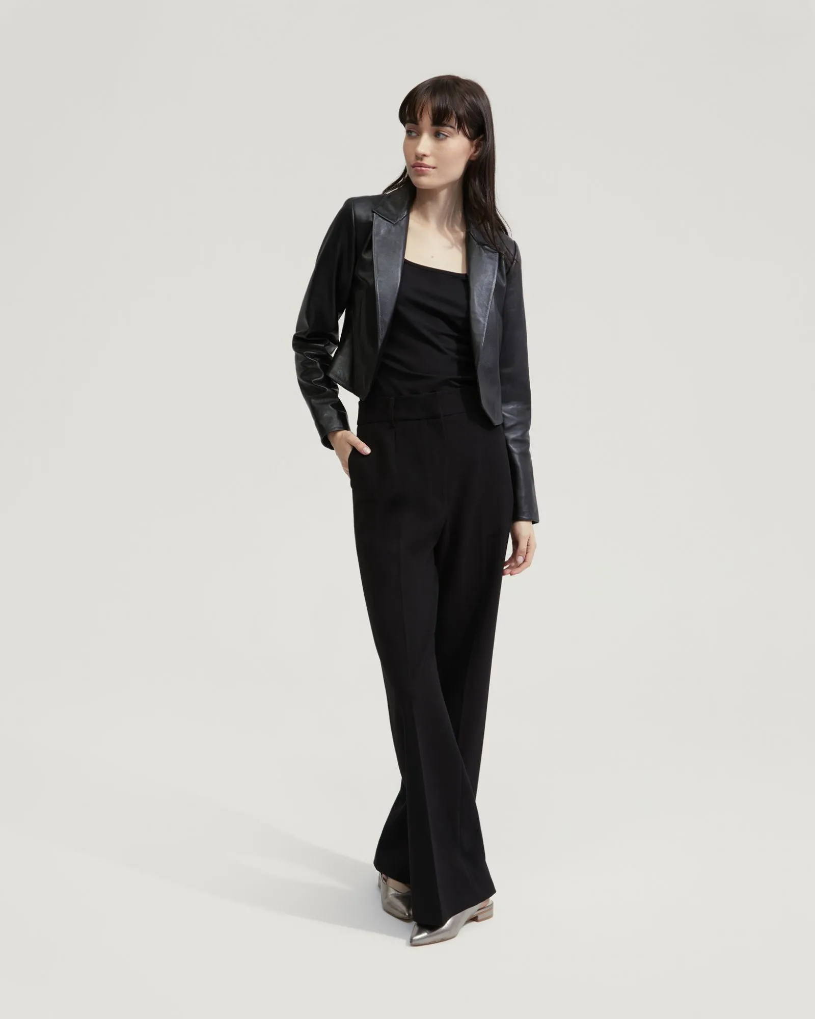 Tessa Nappa Leather Crop Jacket