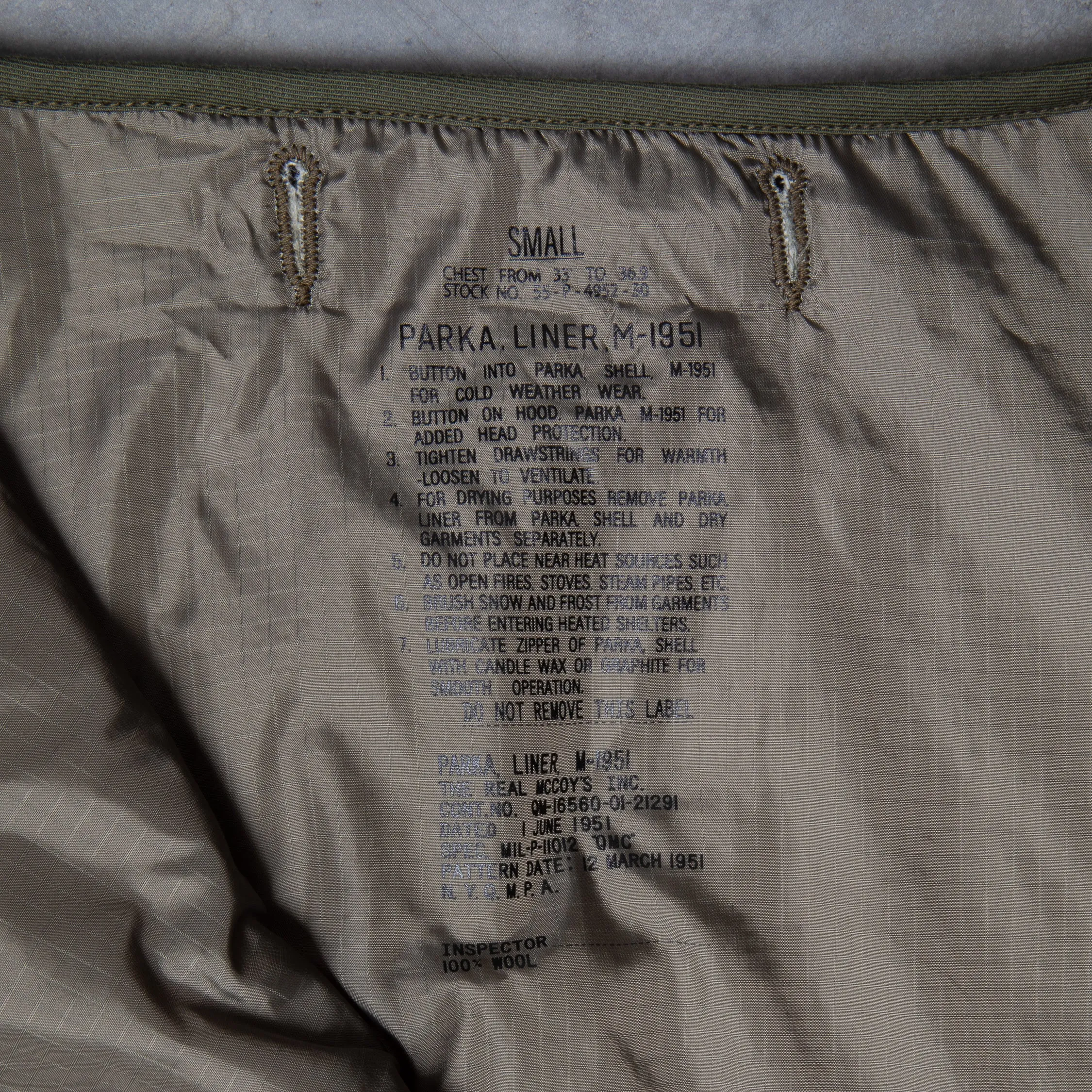 The Real McCoy's Parka, Liner M-1951