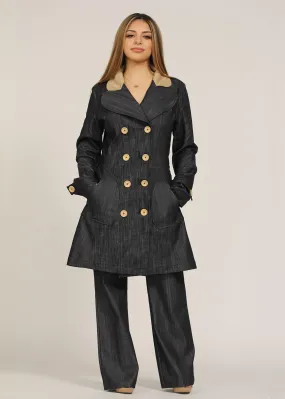 Tyra Denim Pea-Trench Coat