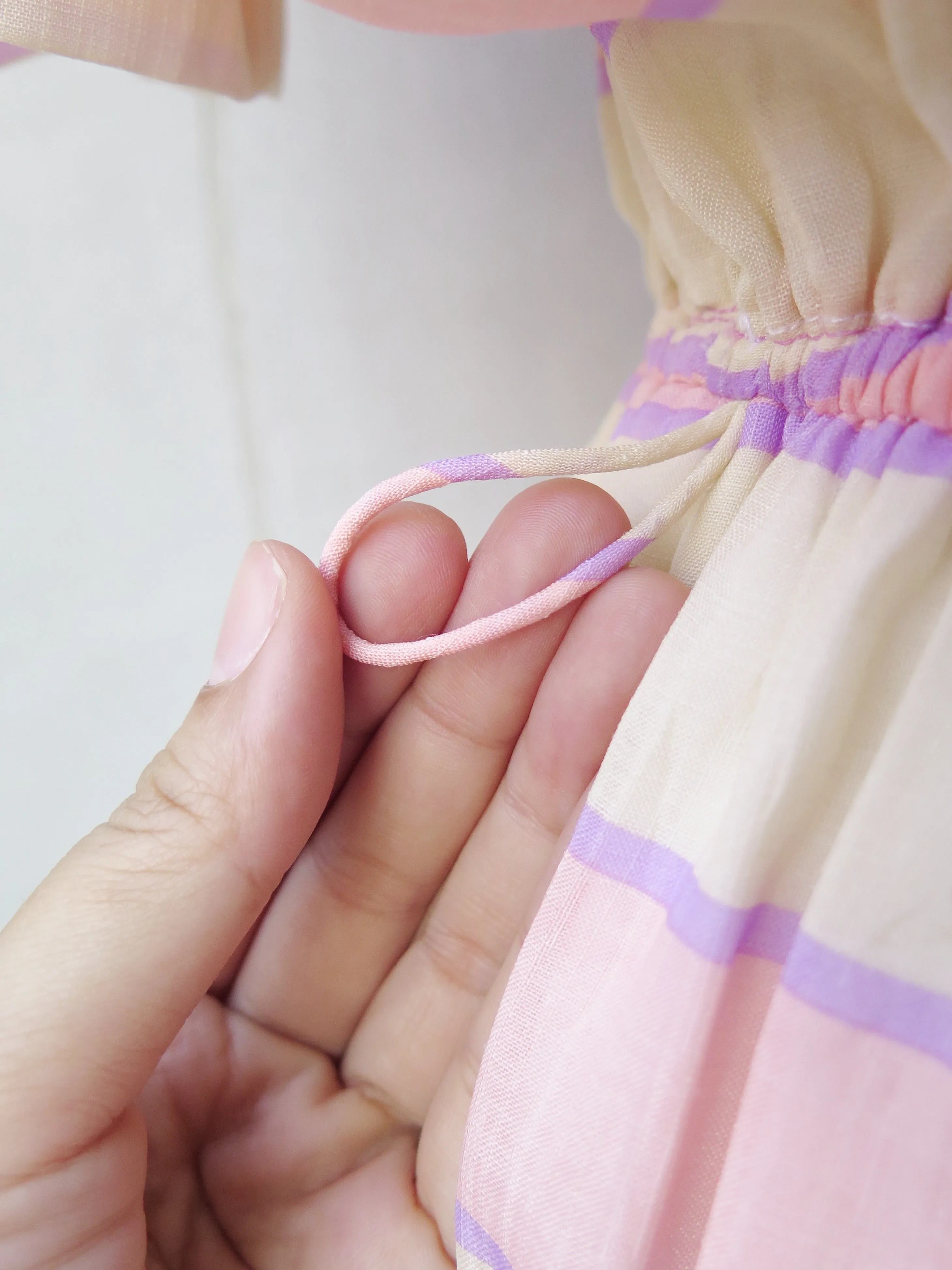 Valentina | Vintage 1960s 1970s Pink yellow pastel stripes dress