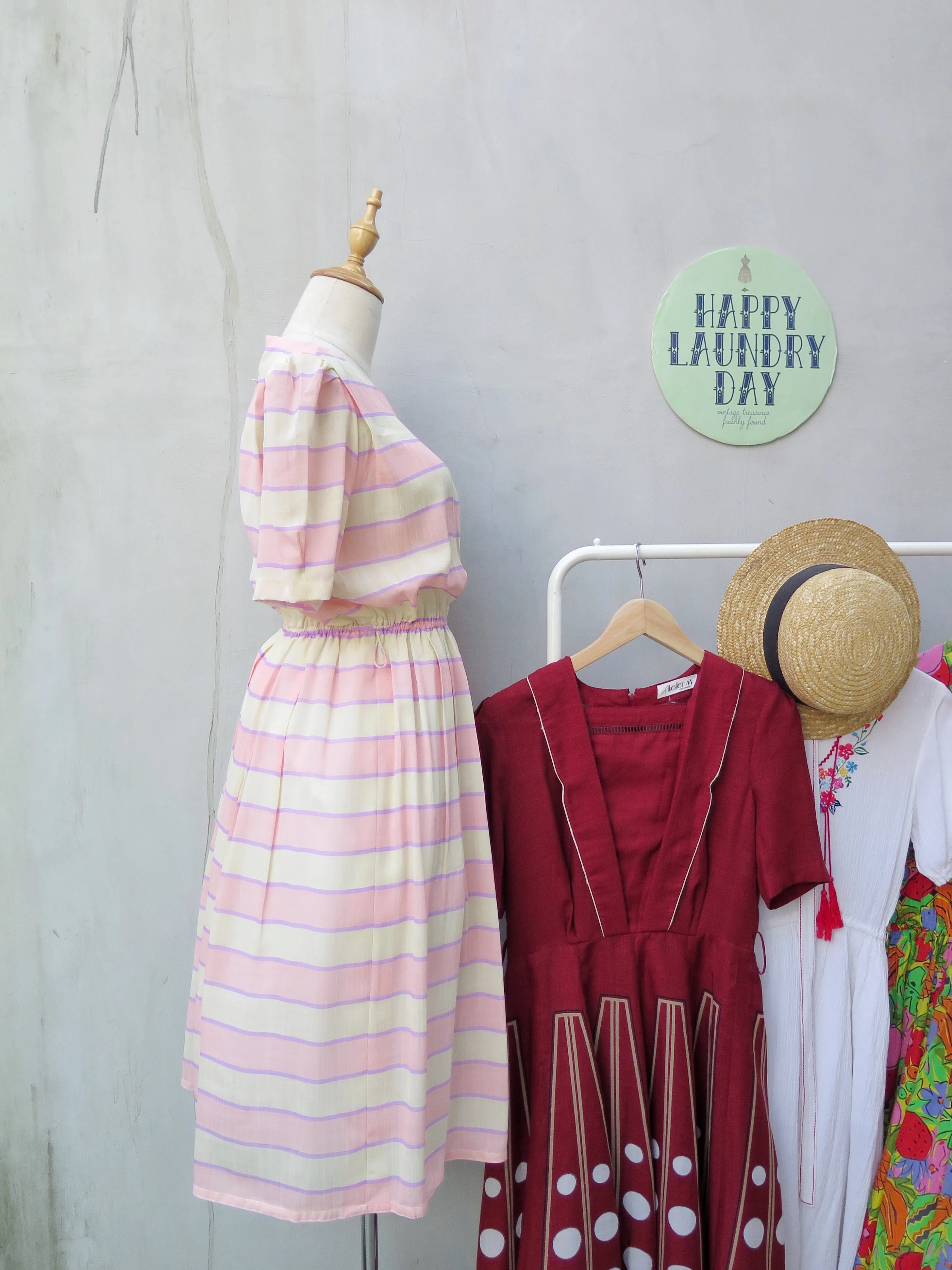 Valentina | Vintage 1960s 1970s Pink yellow pastel stripes dress