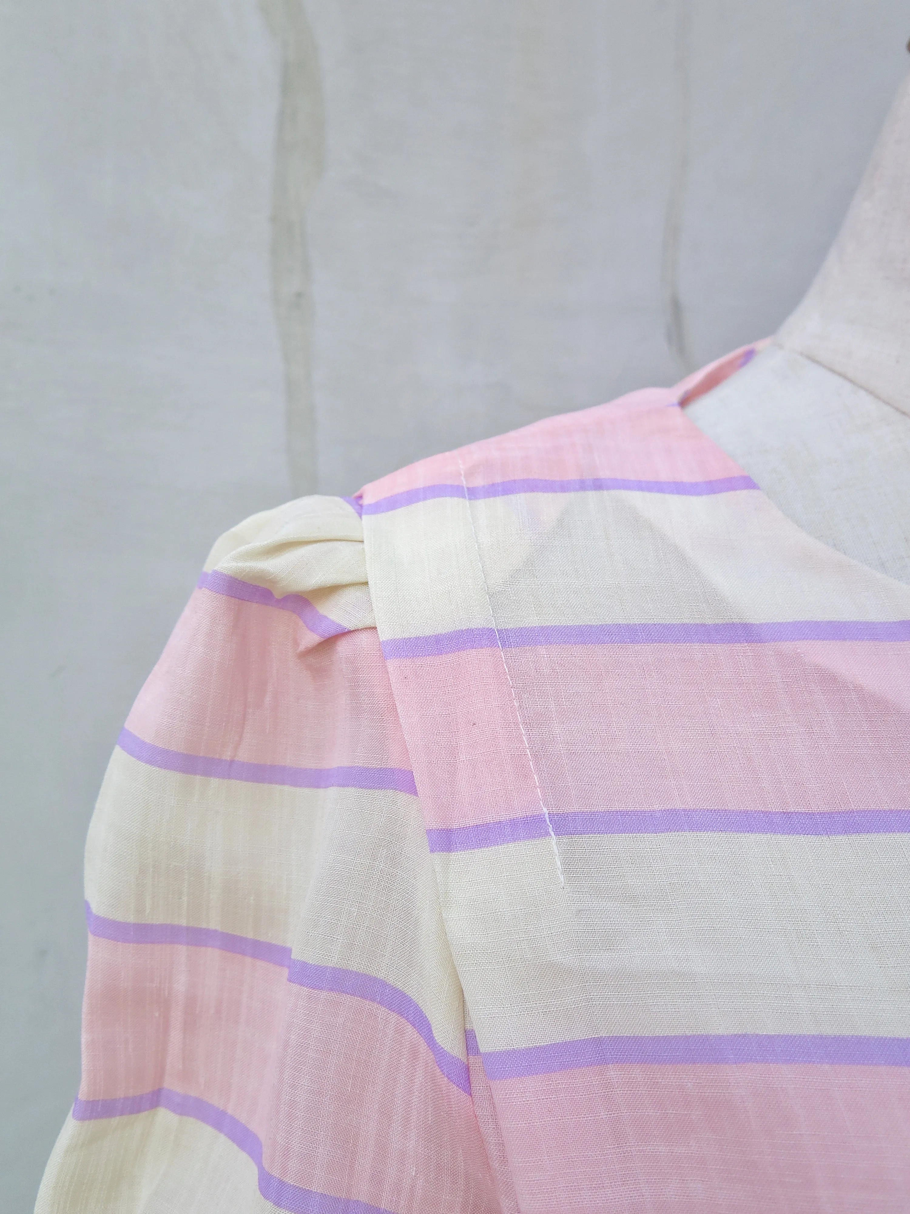 Valentina | Vintage 1960s 1970s Pink yellow pastel stripes dress