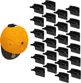 valiant Adhesive Hat Hooks for Wall-Hat Organizer for Baseball Caps-Minimalist Design-No Drilling-Strong Hold Hat Hangers-Black-24 Pack
