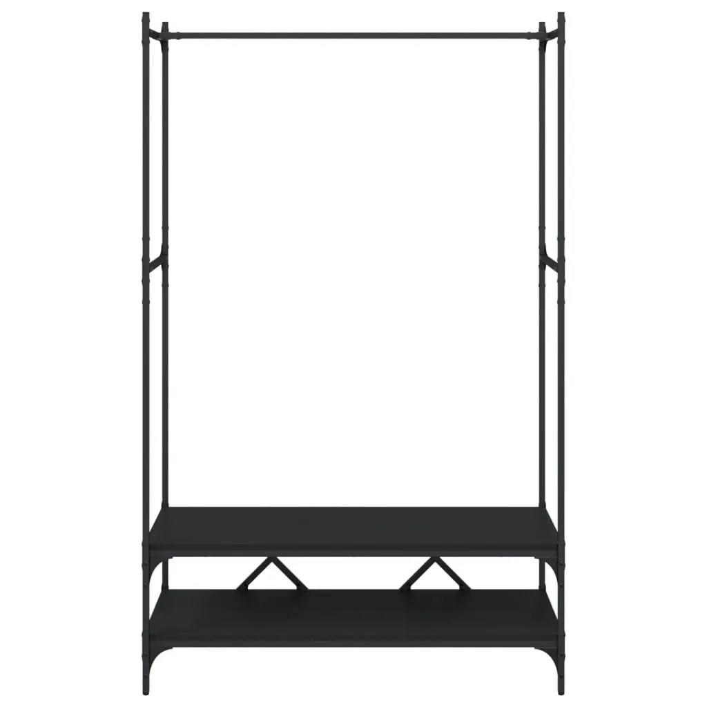 vidaXL Clothes Rack with Shelves Black Engineered Wood