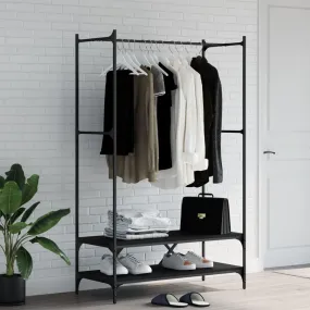 vidaXL Clothes Rack with Shelves Black Engineered Wood