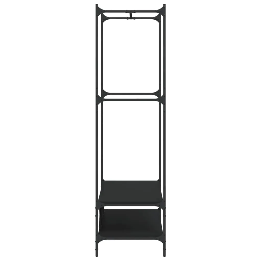 vidaXL Clothes Rack with Shelves Black Engineered Wood