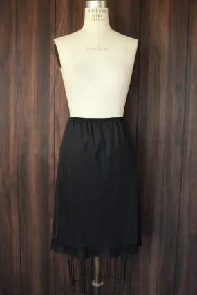 Vintage 1960s 1970s Carol Brent Black Nylon Half Slip with Shamrock