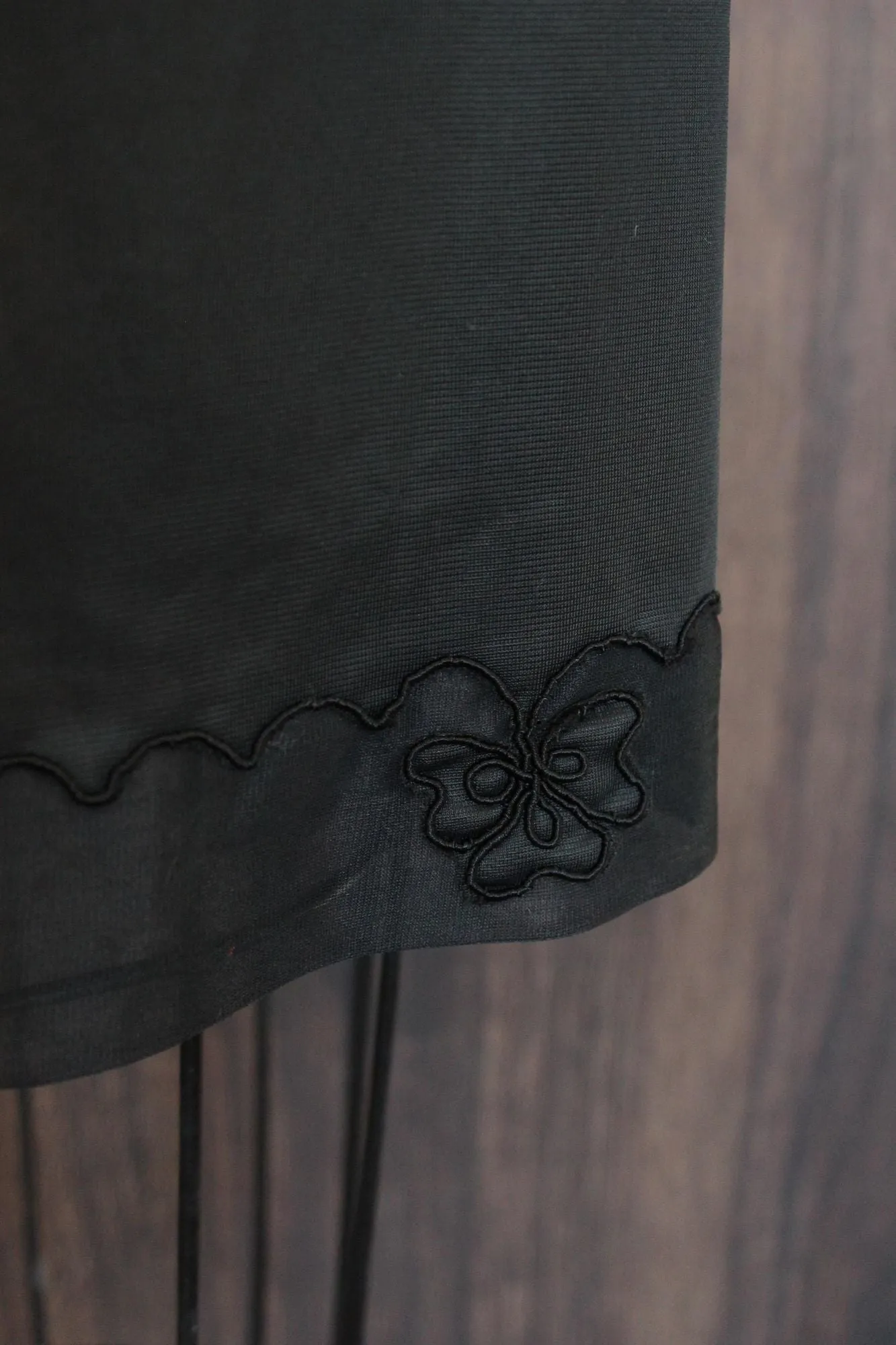 Vintage 1960s 1970s Carol Brent Black Nylon Half Slip with Shamrock