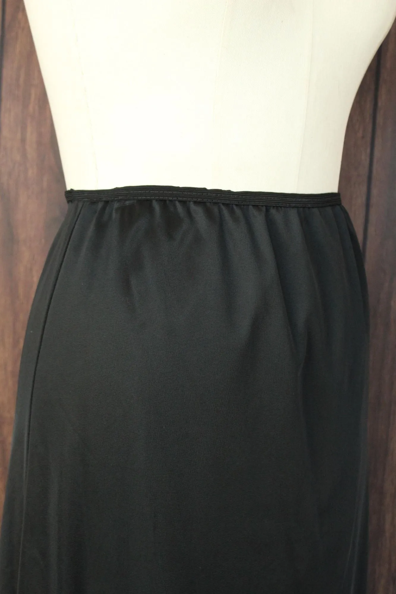 Vintage 1960s 1970s Carol Brent Black Nylon Half Slip with Shamrock