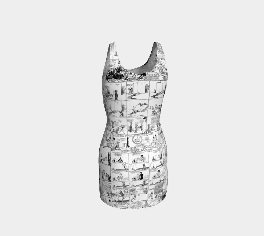 Vintage Comic Print Bodycon Dress