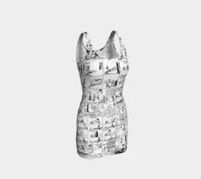 Vintage Comic Print Bodycon Dress