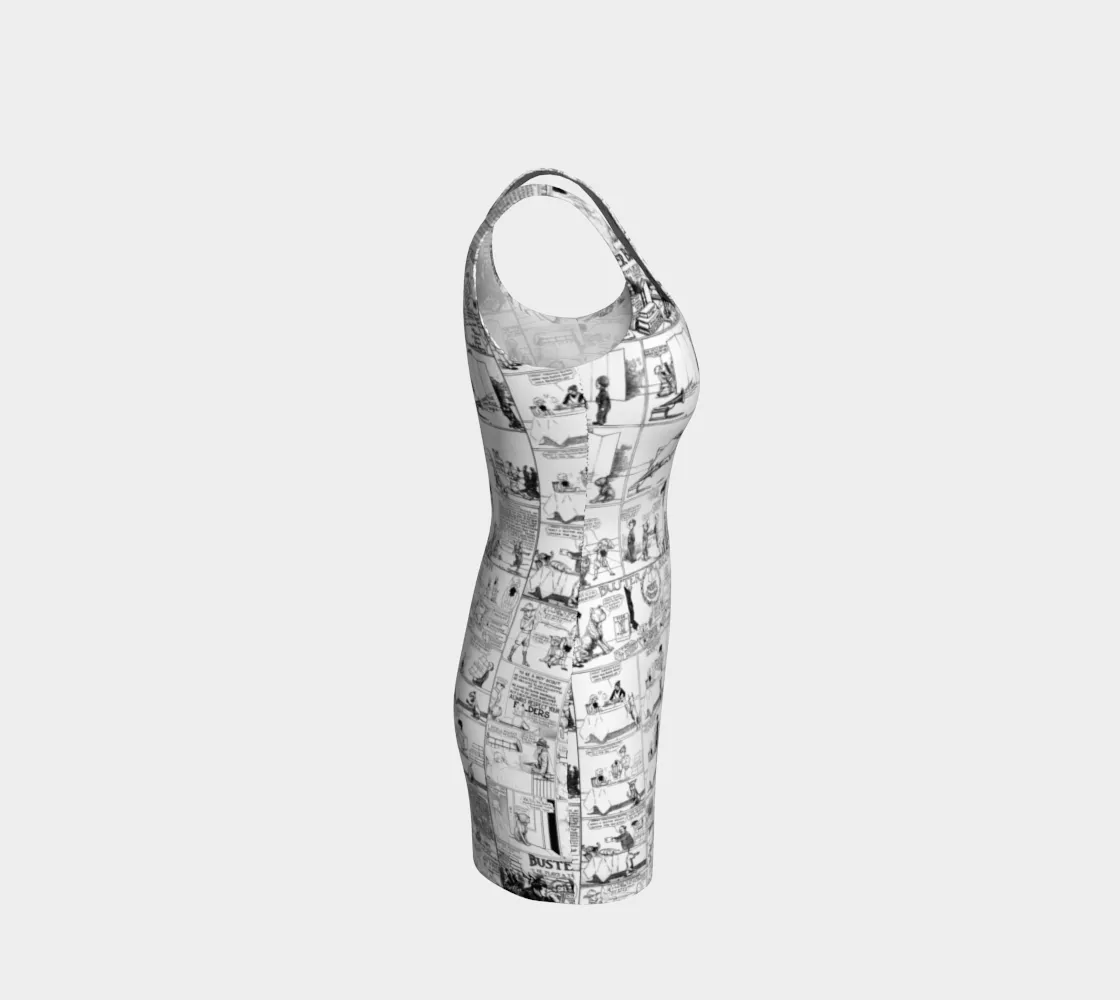 Vintage Comic Print Bodycon Dress