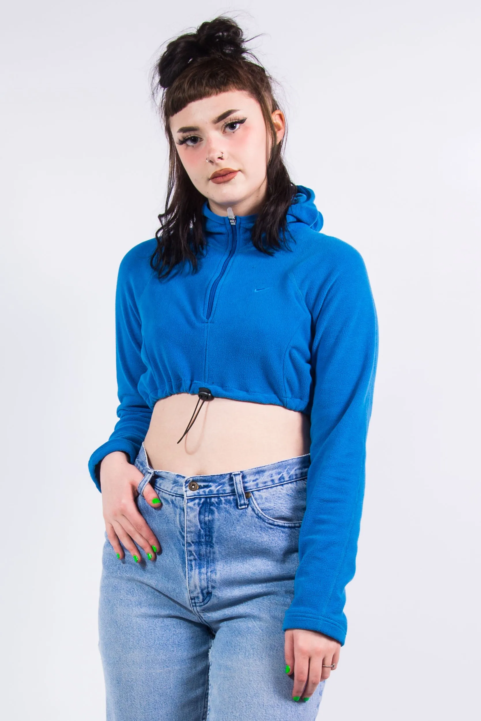 Vintage Nike Blue Cropped Fleece