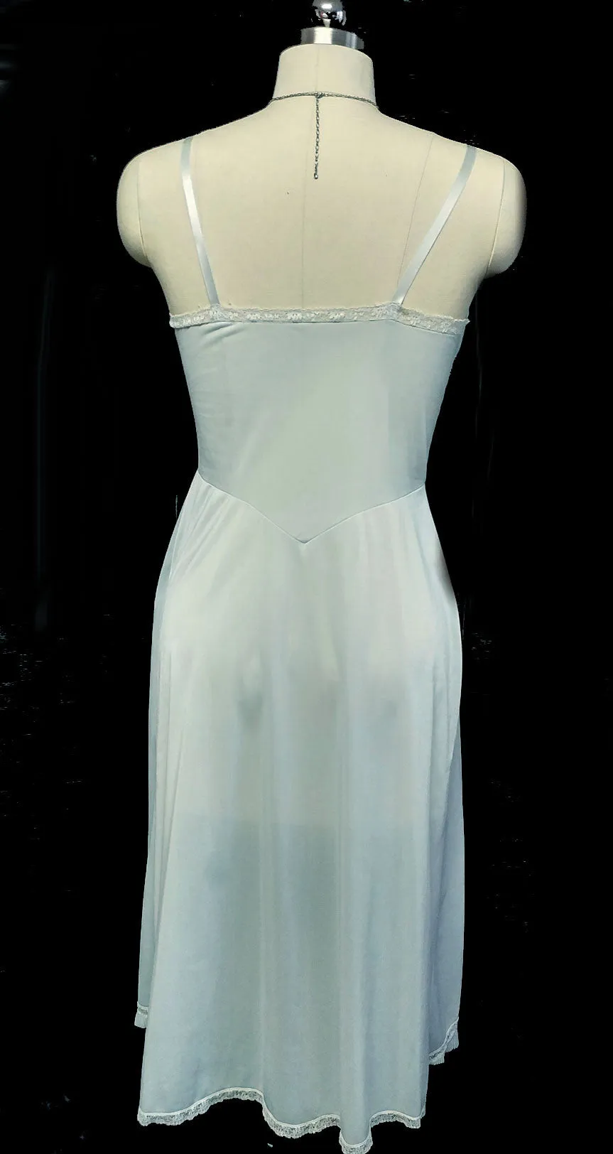VINTAGE VANITY FAIR CRYSTAL PLEATED LACE HEM IN BABY BLUE
