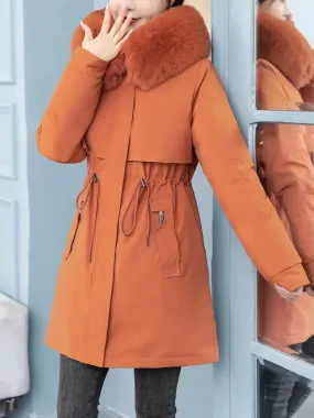 Winterjas voor dames - Lange met fleece gevoerde parka van polyester