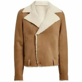Women’s Cropped Faux Shearling Leather Jacket