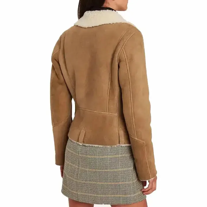 Women’s Cropped Faux Shearling Leather Jacket