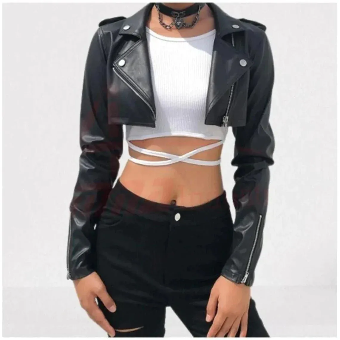 Women's Extreme Cropped Leather Jacket
