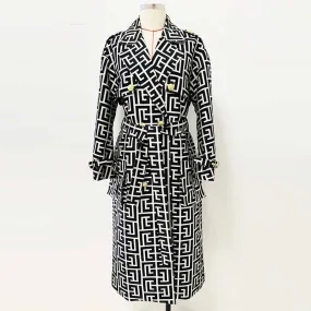 Women's Geometric Trench Coats Monogrammed Trench Coat In Black