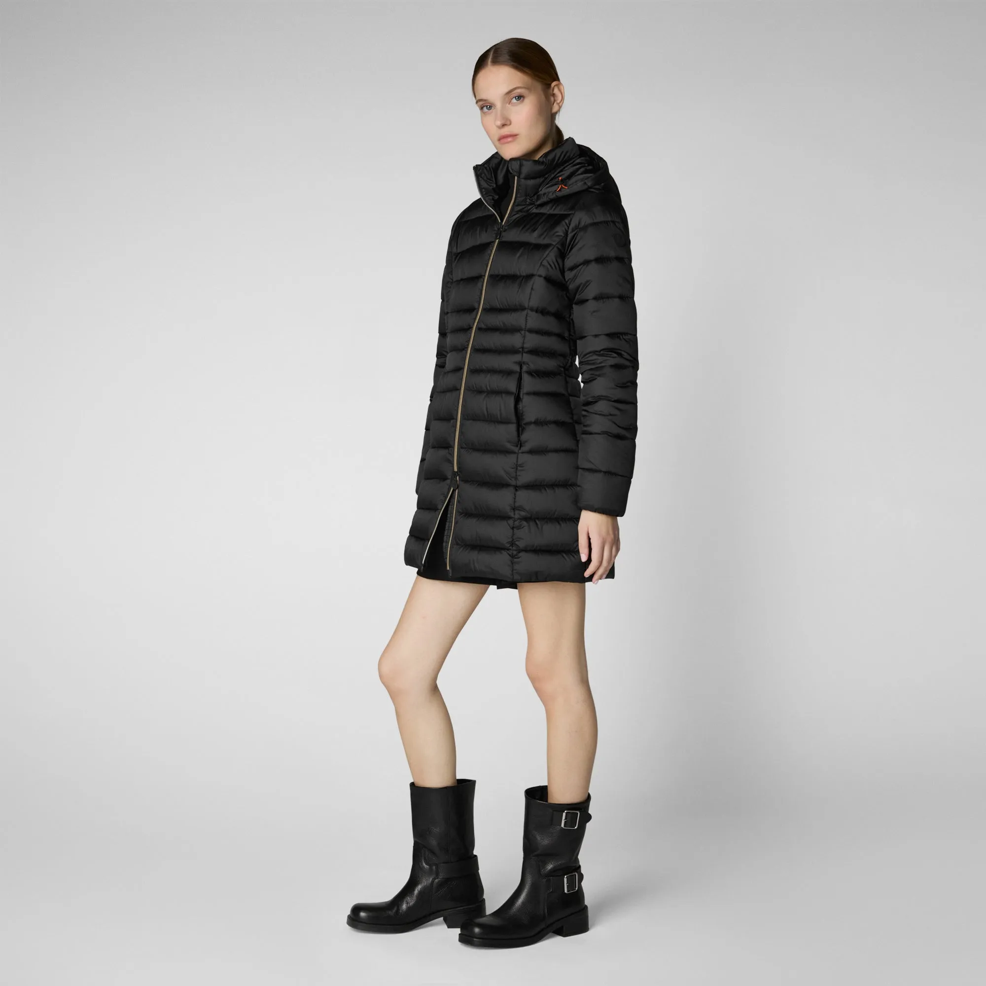 Women's Hooded Animal free Puffer Coat Reese in Black
