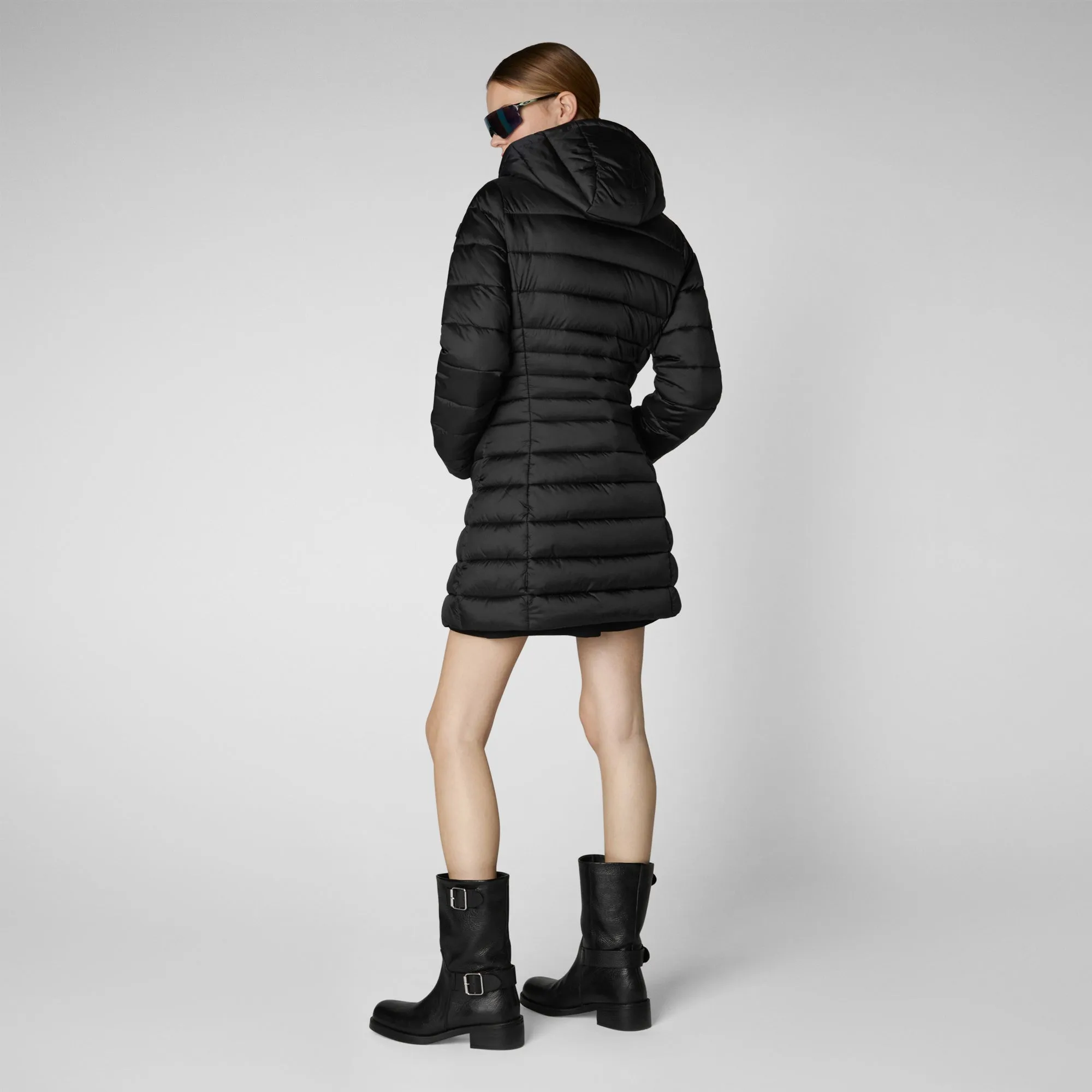 Women's Hooded Animal free Puffer Coat Reese in Black