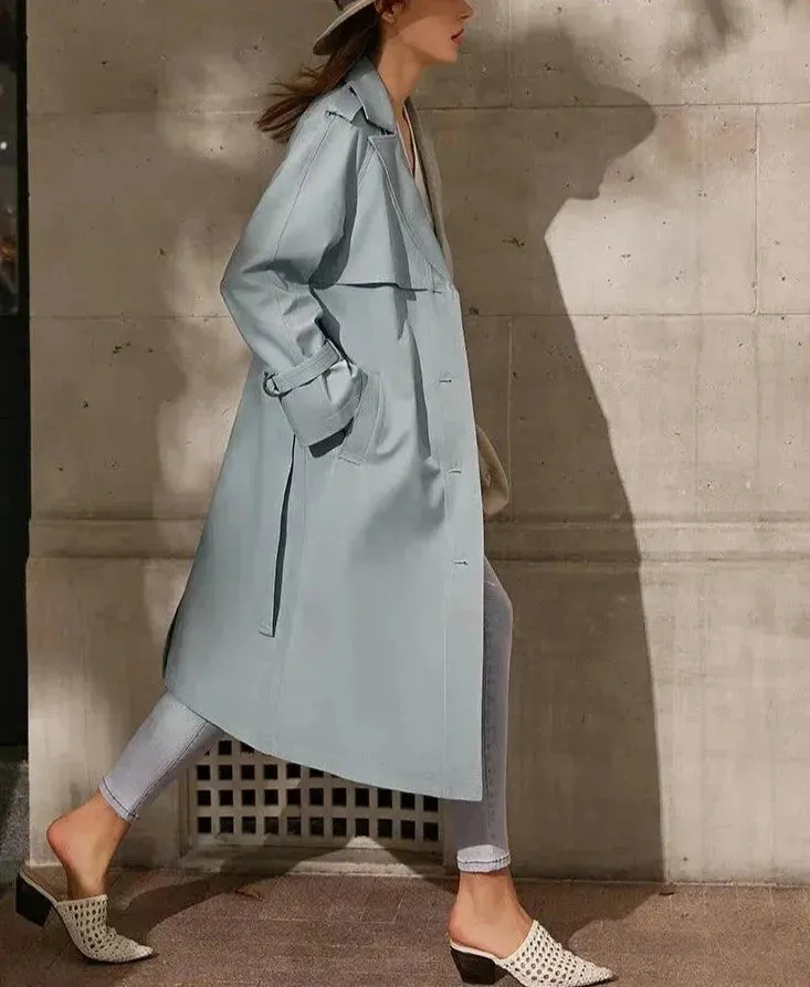Women's Lapel Patchwork Trench Coat