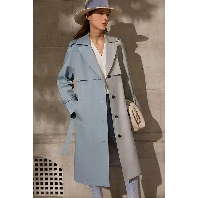 Women's Lapel Patchwork Trench Coat