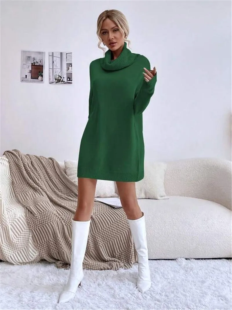 Women’s Long Sleeve Cowl Neck Sweater Dress