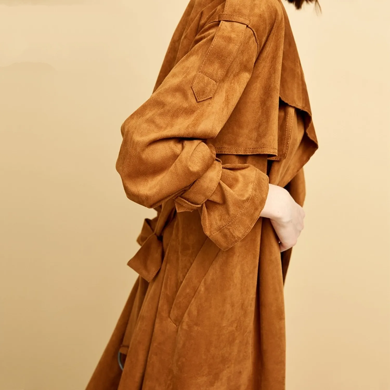 Women's Suede Coat With Belt